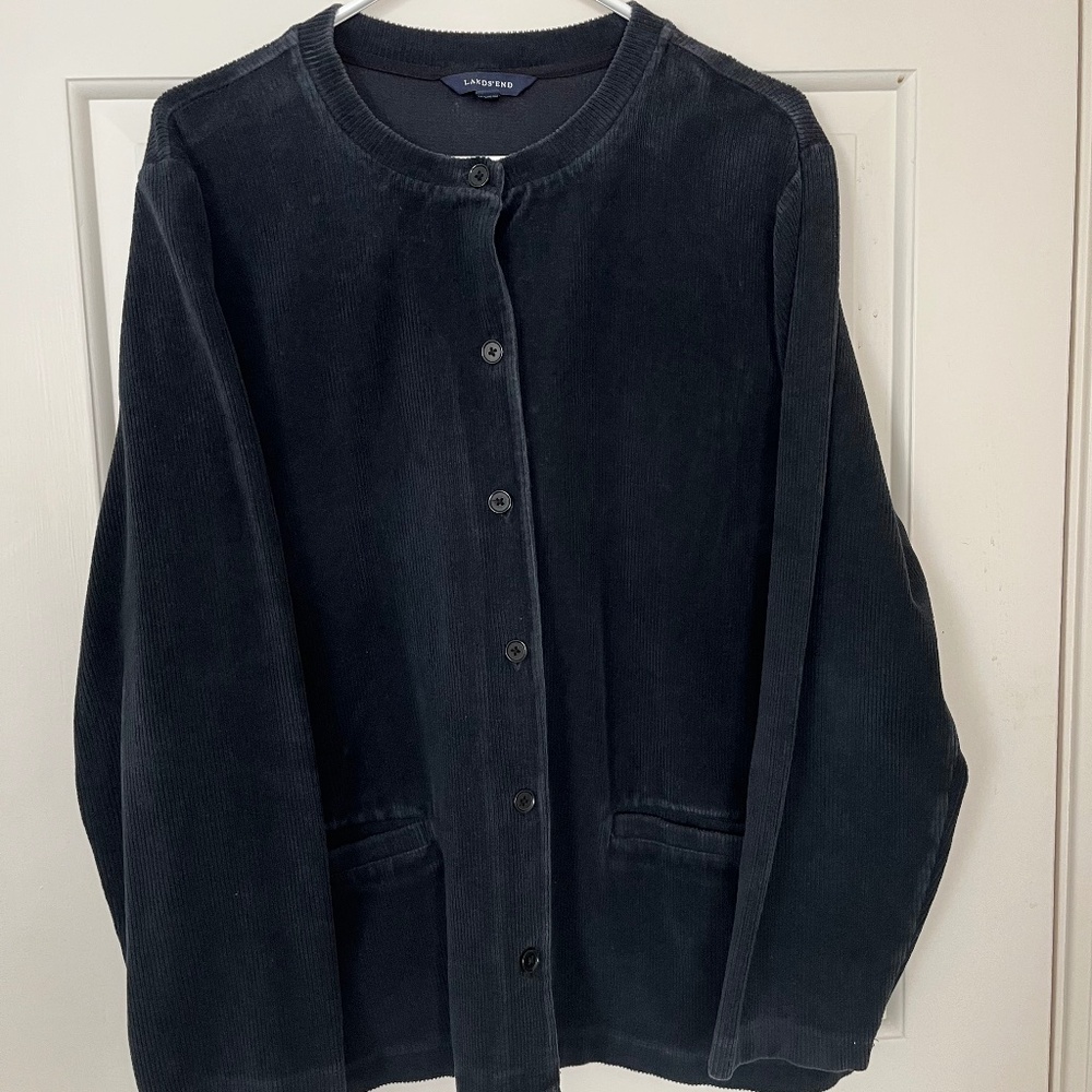 Lands' End Black Cotton-Blend Corduroy Chore Jacket 1X